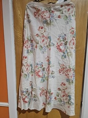 Ralph Lauren Cream Floral Skirt with Pink & Blue Roses